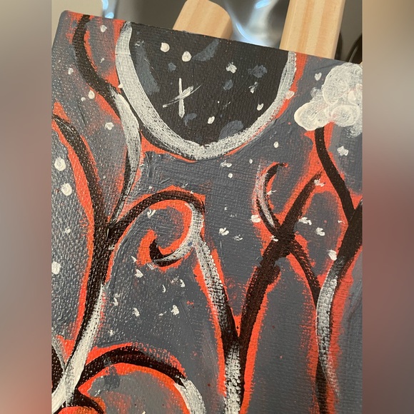 “Dark night trees” acrylic canvas painting - Picture 2 of 4